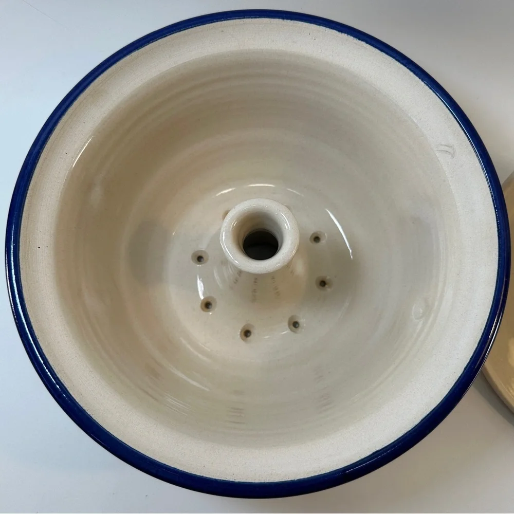 VTG Pottery Funnel‎ Steamer Pot Bundt Cake Stoneware Lid Handmade Yunnan Rice